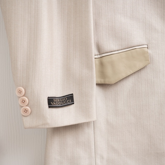 Sergio Vadducci Suit Jacket Blazer, Western Style Formal Wear Beige Men's Small - Picture 2 of 5